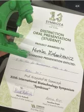 Dyplom z wyróżnieniem za prezentację dla Moniki Zielenkiewicz