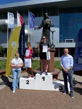 Podium kategorii pracownice: K. Kąkol (2. miejsce), A. Zalewska (1. miejsce)