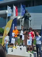 Podium kategorii pracowników:  J. Sobiecki (3. miejsce), S. Dorawa (2. miejsce), D. Michalski (1. miejsce)